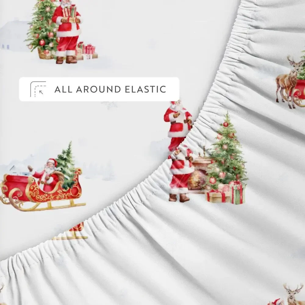 Nostalgic Santa FULL Sheet Set 4-Piece Festive Christmas Holiday Bedding New
